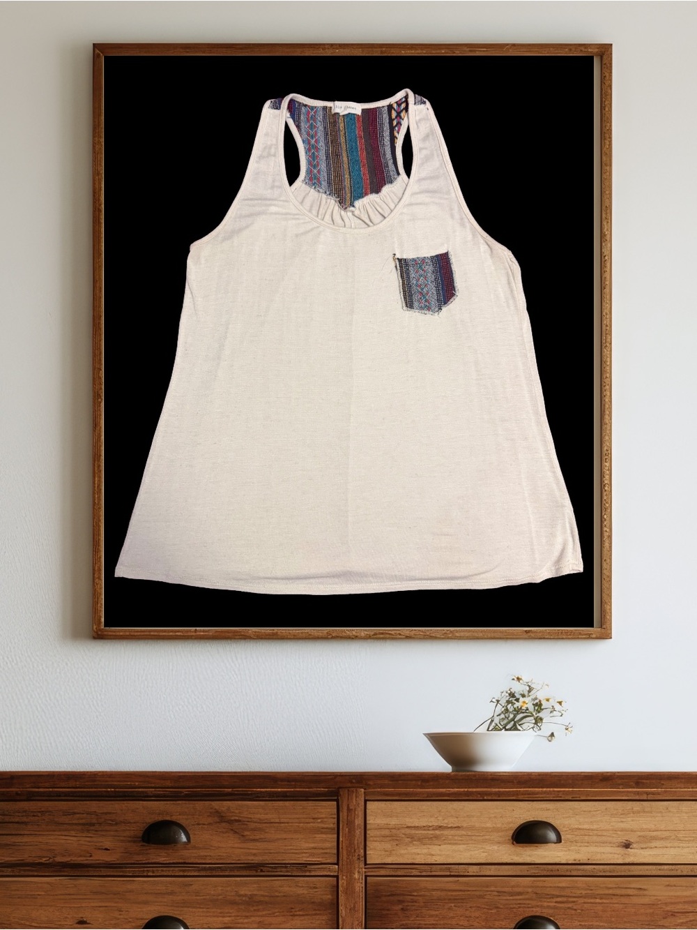 BOGO! Flowy Racerback Tank with Embroidered Tribal Accents